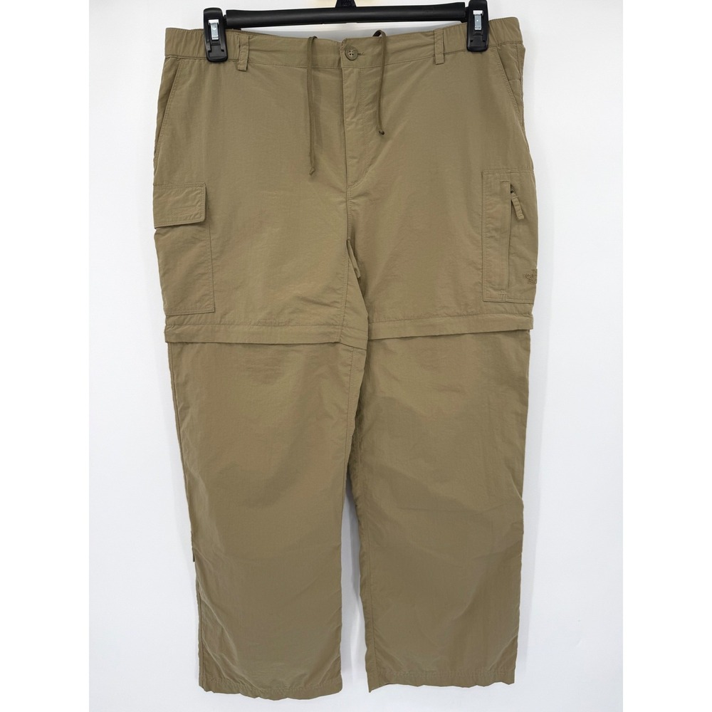 The North Face Convertible Cargo Pants Womens Large Regular Tan Khaki Hiking Zip
